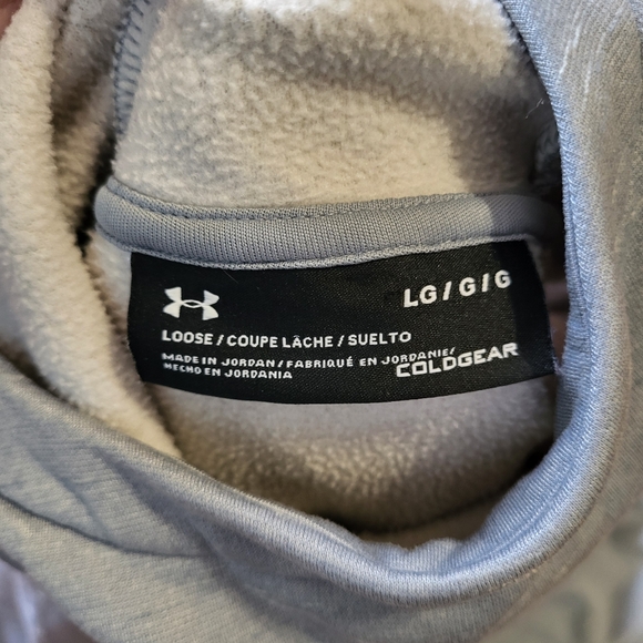 Under Armour ColdGear Hoodie Sweatshirt Big Logo Loose Grey‎ Women's Size Large - Picture 5 of 10
